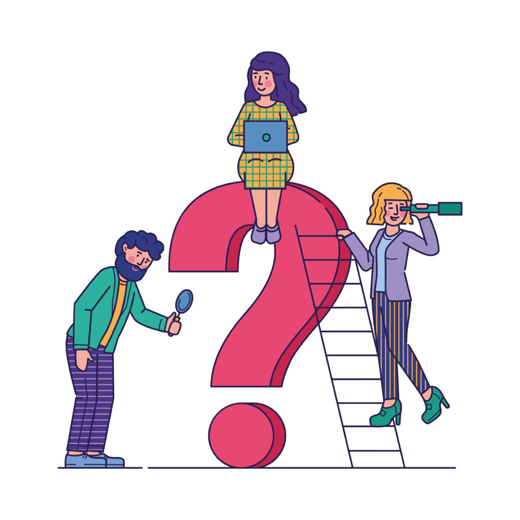 business people asking questions flat vector illustration